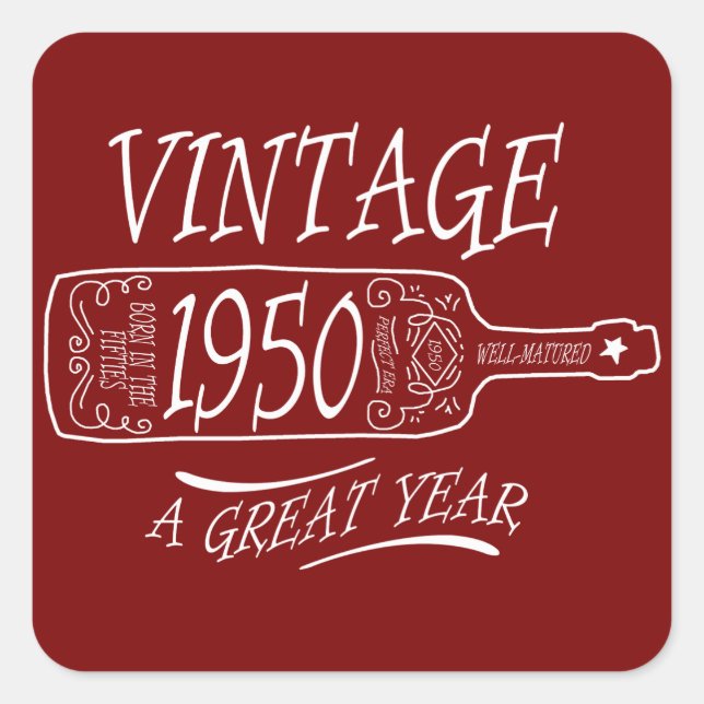 Sticker Carré Vintage 1950 A Great Year (Devant)