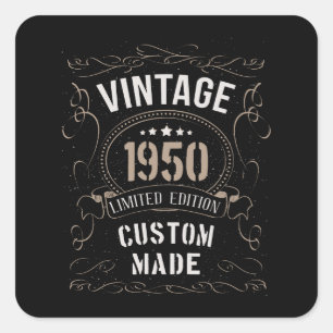 Sticker Carré Vintage 1950 Limited Edition Personnalisé