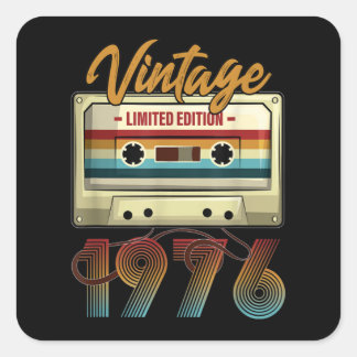 Sticker Carré Vintage 1976 cassette de 45e anniversaire Annivers