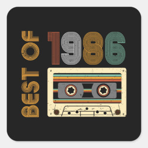 Sticker Carré Vintage 1986 Fabriqué en 1986 40e Anniversaire 40