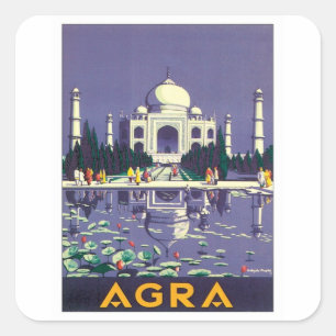 Sticker Carré Vintage Agra Taj Mahal Inde