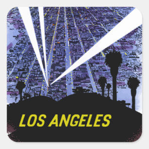 Sticker Carré Vintage Airline Travel Los Angeles