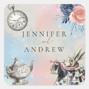 Sticker Carré Vintage Alice au pays des merveilles