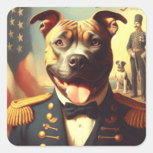 Sticker Carré Vintage American Pit Bull Terrier Peinture