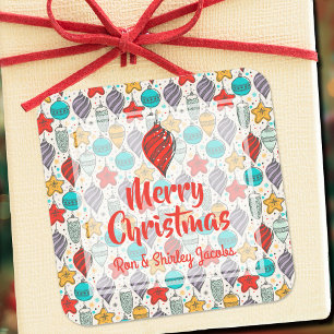 Sticker Carré Vintage Arbre de Noël