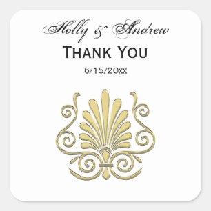 Sticker Carré Vintage Art Déco Gold Plume Arabesque