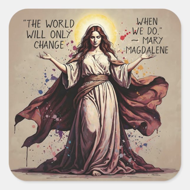 Sticker Carré Vintage Art Mary Magdalene Quote  (Devant)