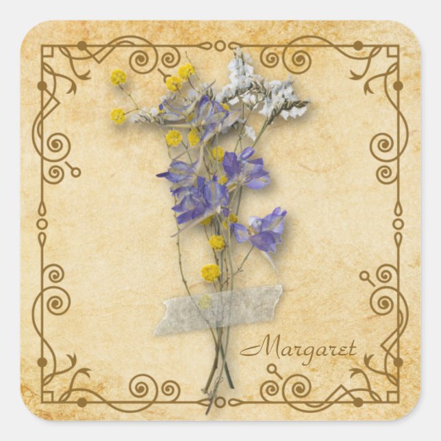 Sticker Carré Vintage Beautiful Beige (Devant)