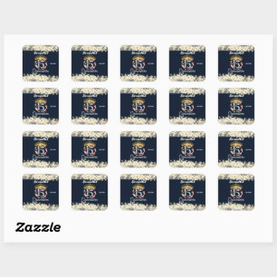 Sticker Carré Vintage Boho Navy Silver Quinceañera (espagnol)