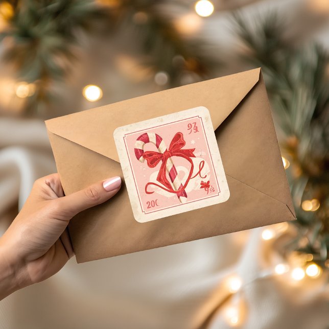 Sticker Carré Vintage Candy Cane Christmas (Créateur téléchargé)