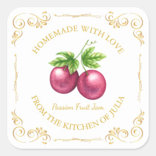 Sticker Carré Vintage Carré à la confiture de fruits maison Pass