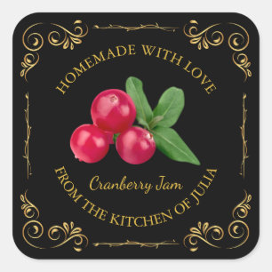 Sticker Carré Vintage Carré de confiture de canneberge maison Ét
