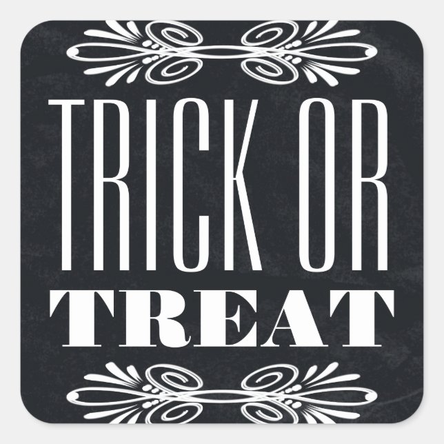 Sticker Carré Vintage Chalkboard Tri ou traitement Halloween (Devant)
