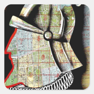 Sticker Carré Vintage Chili Santiago Voyage