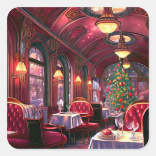 Sticker Carré Vintage Christmas Sleep Express Restaurant