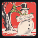 Sticker Carré Vintage Christmas Snowman<br><div class="desc">Sticker Carré Retro Vintage Christmas Snowman Best Wives.</div>