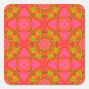 Sticker Carré Vintage coloré Floral Retro sans couture Abstrait