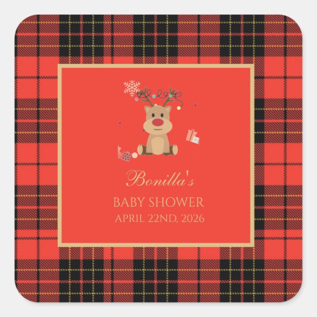 Sticker Carré Vintage Dark Red Baby Shower Napkins (Devant)