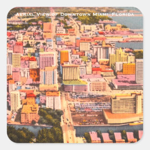 Sticker Carré Vintage des années 1960 Miami (Downtown MIA) Flori