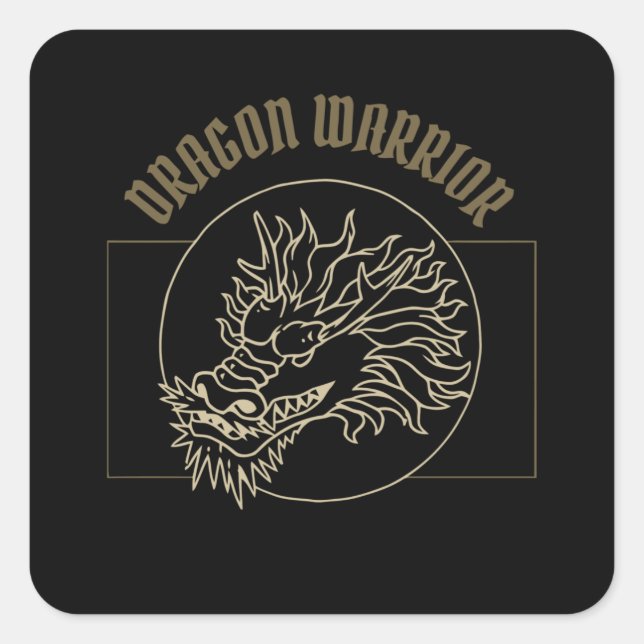 Sticker Carré Vintage Dragon Warrior (Devant)