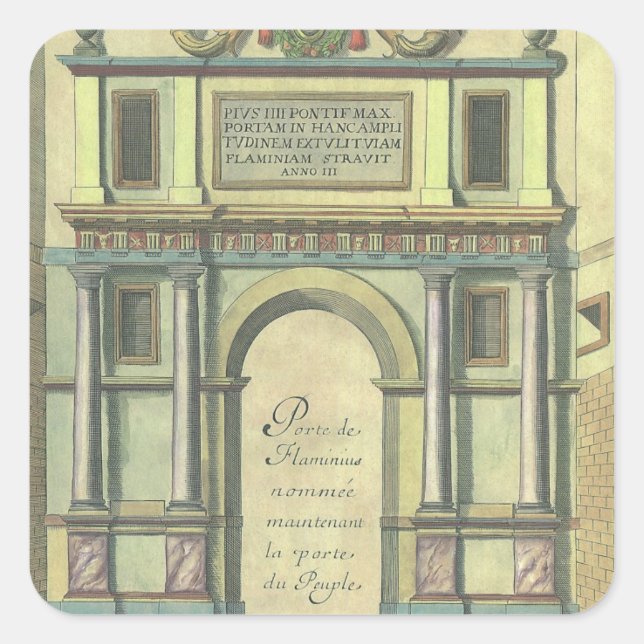 Sticker Carré Vintage Église Porte Entrée Renaissance Architectu (Devant)