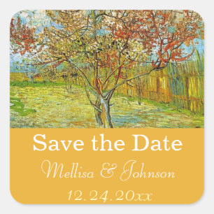 Sticker Carré Vintage floral enregistrer la date mariage