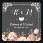 Sticker Carré Vintage Frame Chalkboard Floral Wedding Favoriser<br><div class="desc">================== A PROPOS DE CE DESIGN ================= Sticker Favori de mariage Vintage de tableau de bord (1) Pour plus de personnalisation, cliquez sur le bouton "Personnaliser" et utilisez notre outil de conception pour modifier ce modèle. Tous les styles de texte, couleurs, tailles peuvent être modifiés selon vos besoins. (2) Si...</div>