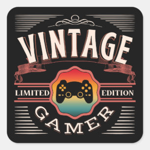 STICKER CARRÉ VINTAGE GAMER LIMITED EDITION