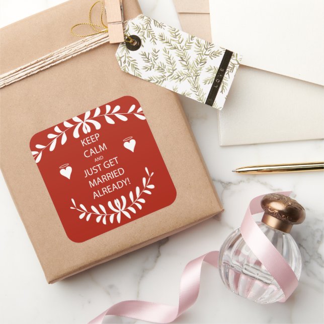 Sticker Carré Vintage GARDER CALME SE MARIER Déjà (Cadeaux)