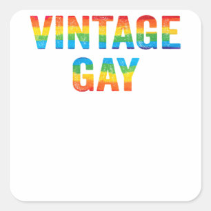 Sticker Carré Vintage gay arc-en-ciel LGBTQ troublé LGBT Gay Pri