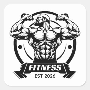 Sticker Carré Vintage Gym Fitness   transpirer maintenant brille