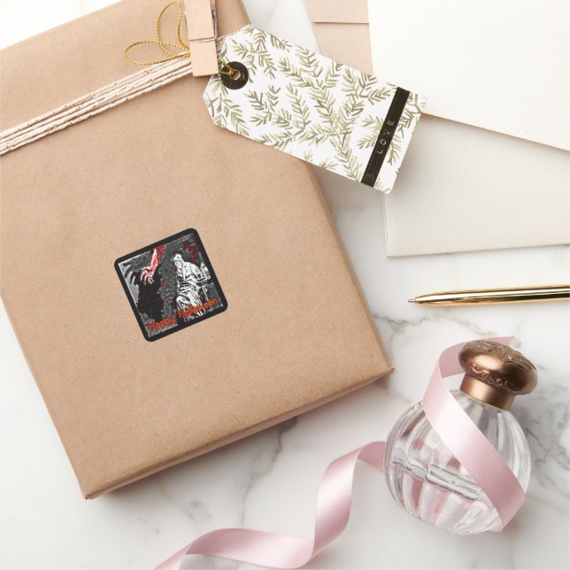 Sticker Carré Vintage Halloween (Cadeaux)