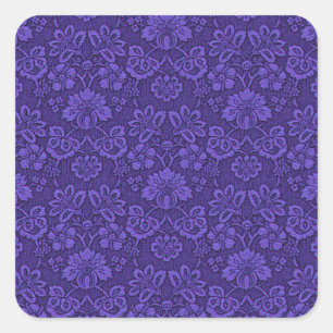 Sticker Carré Vintage Indigo Damask Paisley Floral