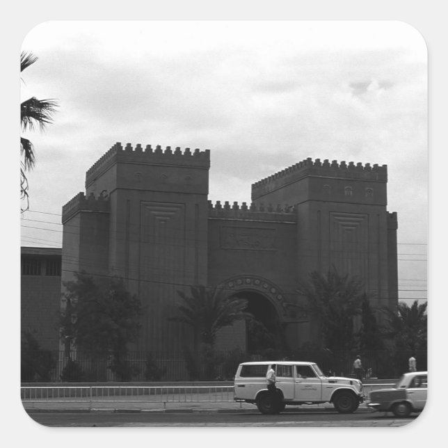 Sticker Carré Vintage Irak Bagdad musée 1970 (Devant)
