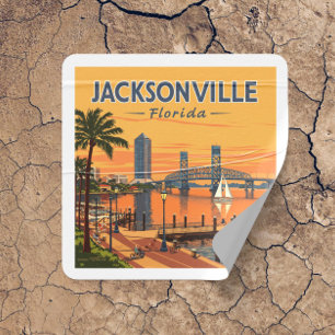 Sticker Carré Vintage Jacksonville Floride