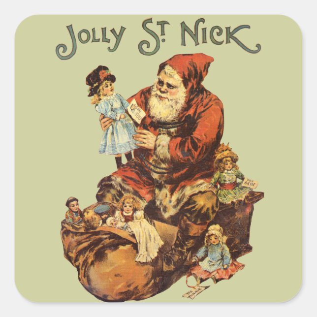 Sticker Carré Vintage Jolly St. Nick (Devant)