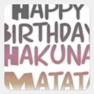 Sticker Carré Vintage Joyeux Anniversaire Hakuna Matata Purple I