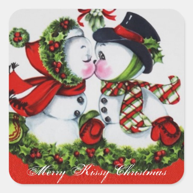 Sticker Carré Vintage Joyeux Noël Kissy (Devant)