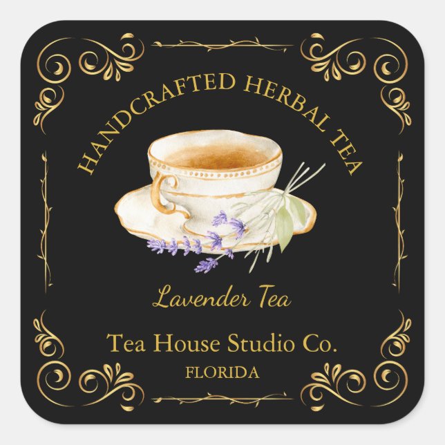 Sticker Carré Vintage Lavender Tea Square Label (Devant)