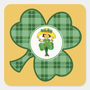 Sticker Carré Vintage Little Irish Girl St. Patrick's Day