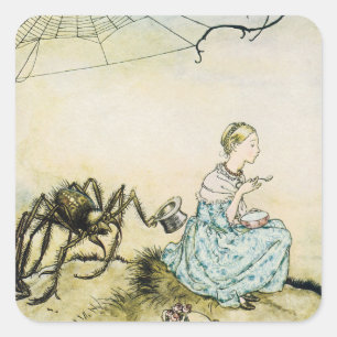Sticker Carré Vintage Little Miss Muffet par Arthur Rackham