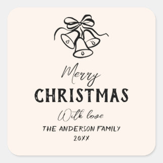 Sticker Carré Vintage main tiré cloches frontière photo Noël