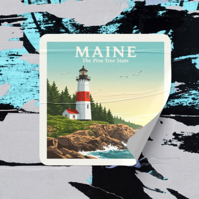 Sticker Carré Vintage Maine (Créateur téléchargé)