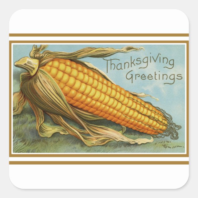 Sticker Carré Vintage Maïs Thanksgiving (Devant)