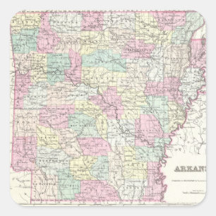 Sticker Carré Vintage Map of Arkansas