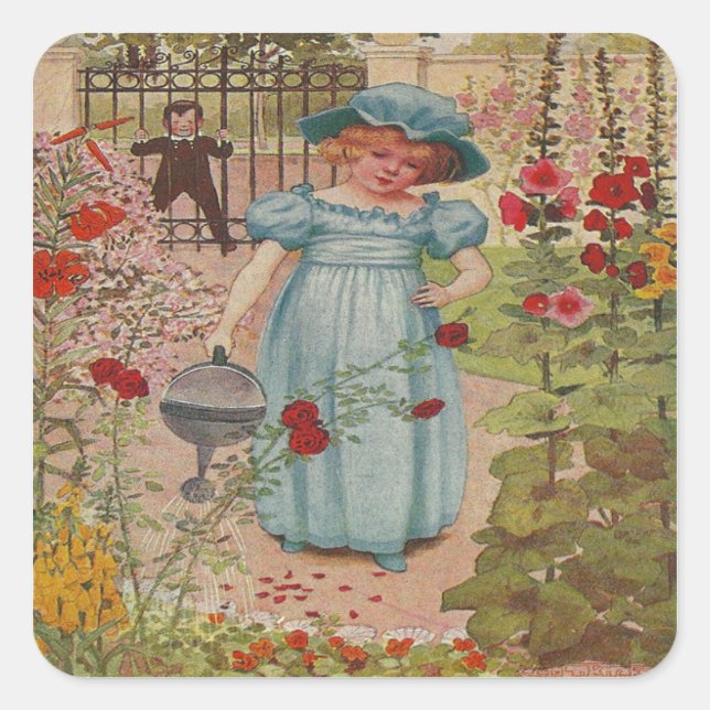 Sticker Carré vintage Mary rime (Devant)