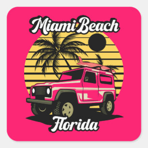 Sticker Carré Vintage Miami Beach Floride