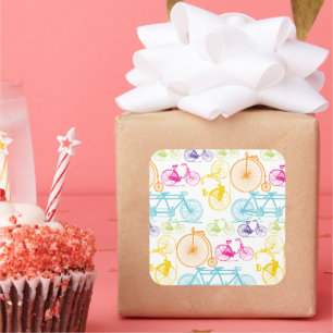 Sticker Carré Vintage moderne Vélo couleur brillante Motif néon