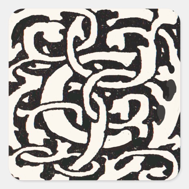 Sticker Carré Vintage Monogram C Art Nouveau Letter (Devant)