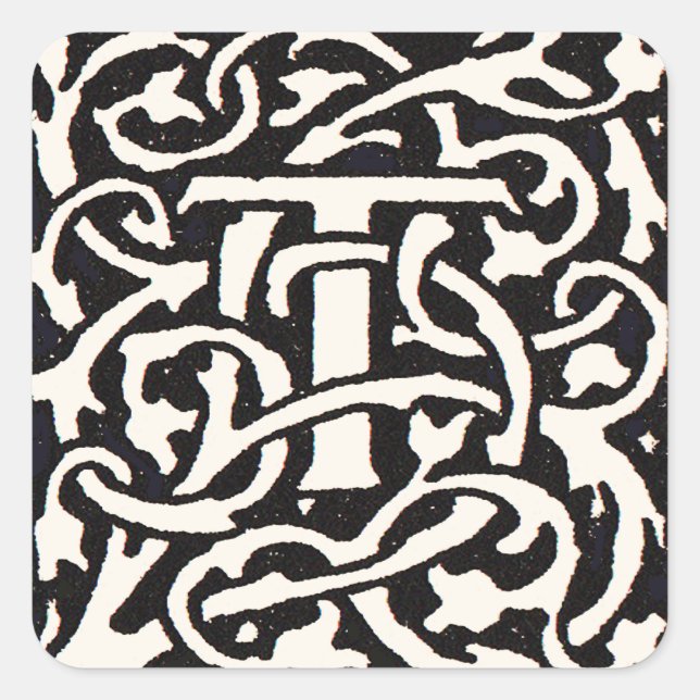 Sticker Carré Vintage Monogram T Art Nouveau Letter (Devant)